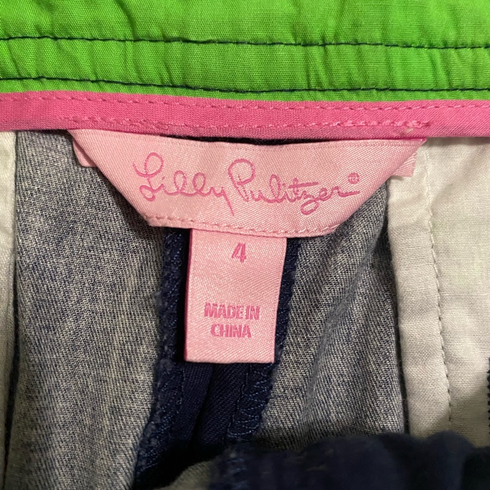 Lilly Pulitzer Navy and Green Palm Tree Skirt 4 - Picture 3 of 5